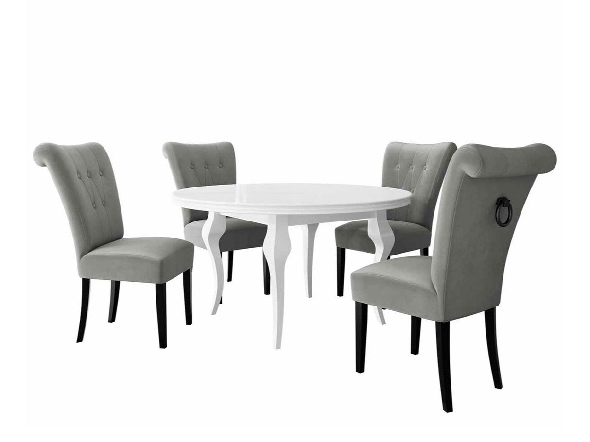 Étkezőgarnitúra Zestaw 10 4xS65 LARA FI, Színes dekorációk: Fekete, Szék színe: Fekete + Magic Velvet 2217