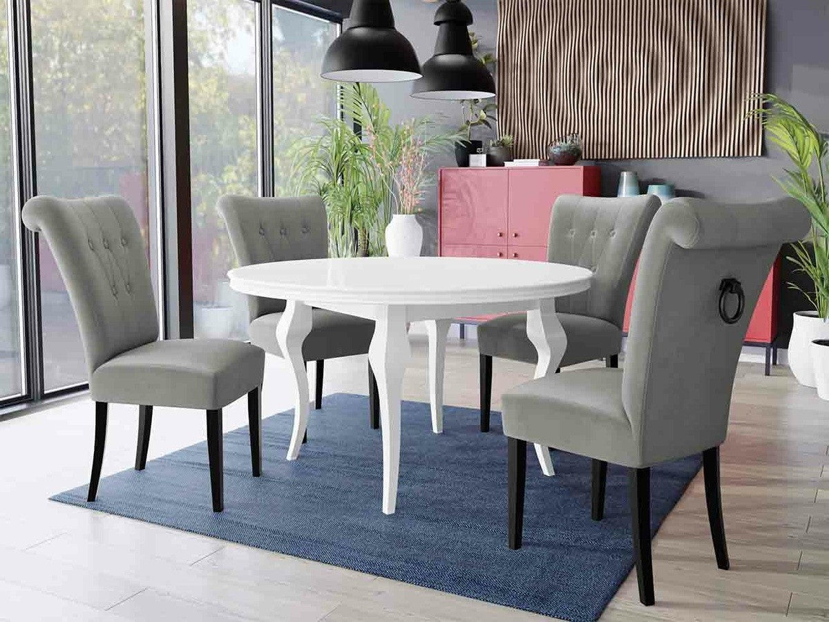 Étkezőgarnitúra Zestaw 10 4xS65 LARA FI, Színes dekorációk: Fekete, Szék színe: Fekete + Magic Velvet 2217