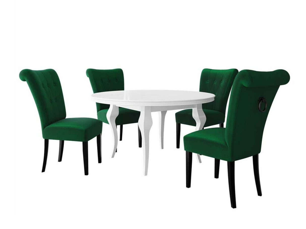 Étkezőgarnitúra Zestaw 10 4xS65 LARA FI, Színes dekorációk: Fekete, Szék színe: Fekete + Magic Velvet 2225