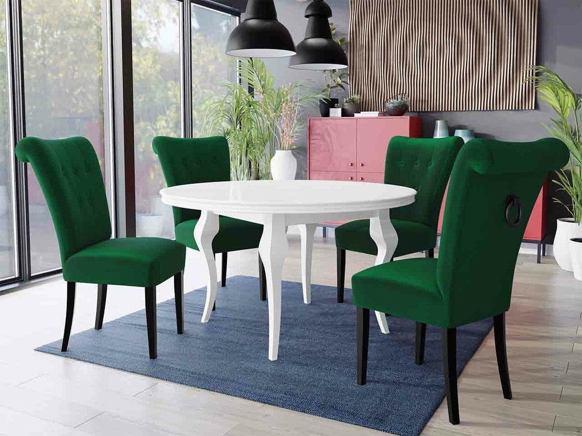 Étkezőgarnitúra Zestaw 10 4xS65 LARA FI, Színes dekorációk: Fekete, Szék színe: Fekete + Magic Velvet 2225