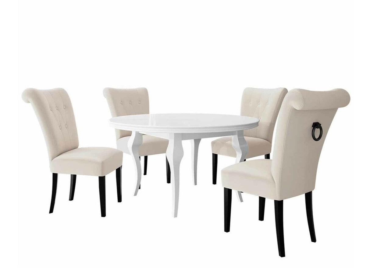 Étkezőgarnitúra Zestaw 10 4xS65 LARA FI, Színes dekorációk: Fekete, Szék színe: Fekete + Magic Velvet 2250