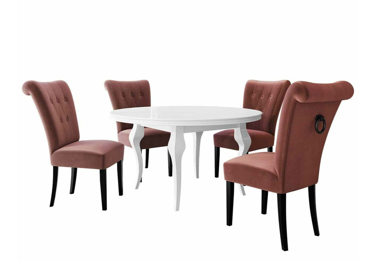 Étkezőgarnitúra Zestaw 10 4xS65 LARA FI, Színes dekorációk: Fekete, Szék színe: Fekete + Magic Velvet 2258