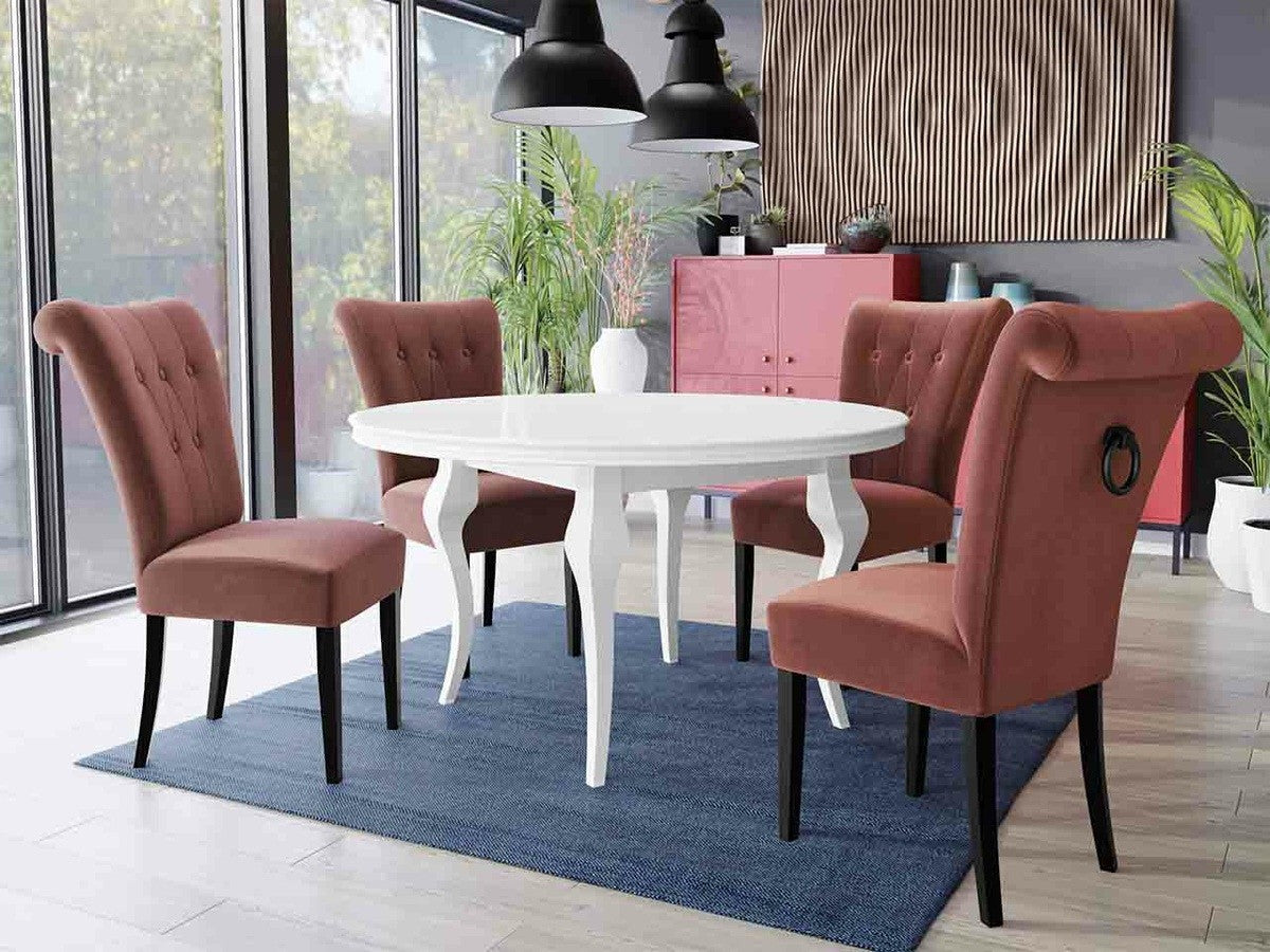 Étkezőgarnitúra Zestaw 10 4xS65 LARA FI, Színes dekorációk: Fekete, Szék színe: Fekete + Magic Velvet 2258