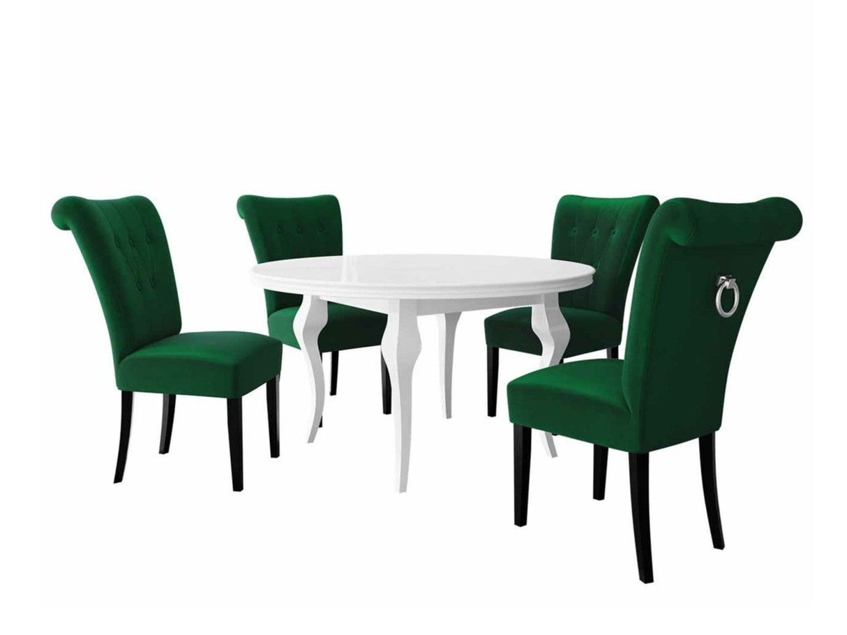 Étkezőgarnitúra Zestaw 10 4xS65 LARA FI, Színes dekorációk: Ezüst, Szék színe: Fekete + Magic Velvet 2225