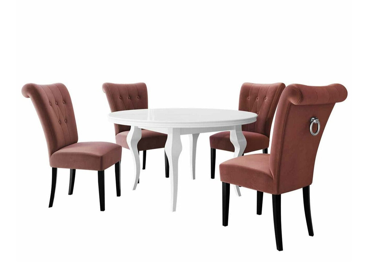 Étkezőgarnitúra Zestaw 10 4xS65 LARA FI, Színes dekorációk: Ezüst, Szék színe: Fekete + Magic Velvet 2258