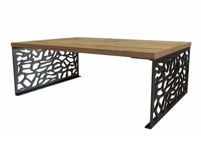 Dohányzóasztal PALES 02 Czarny mat / Imitacja dębu (Tölgy + Matt fekete)