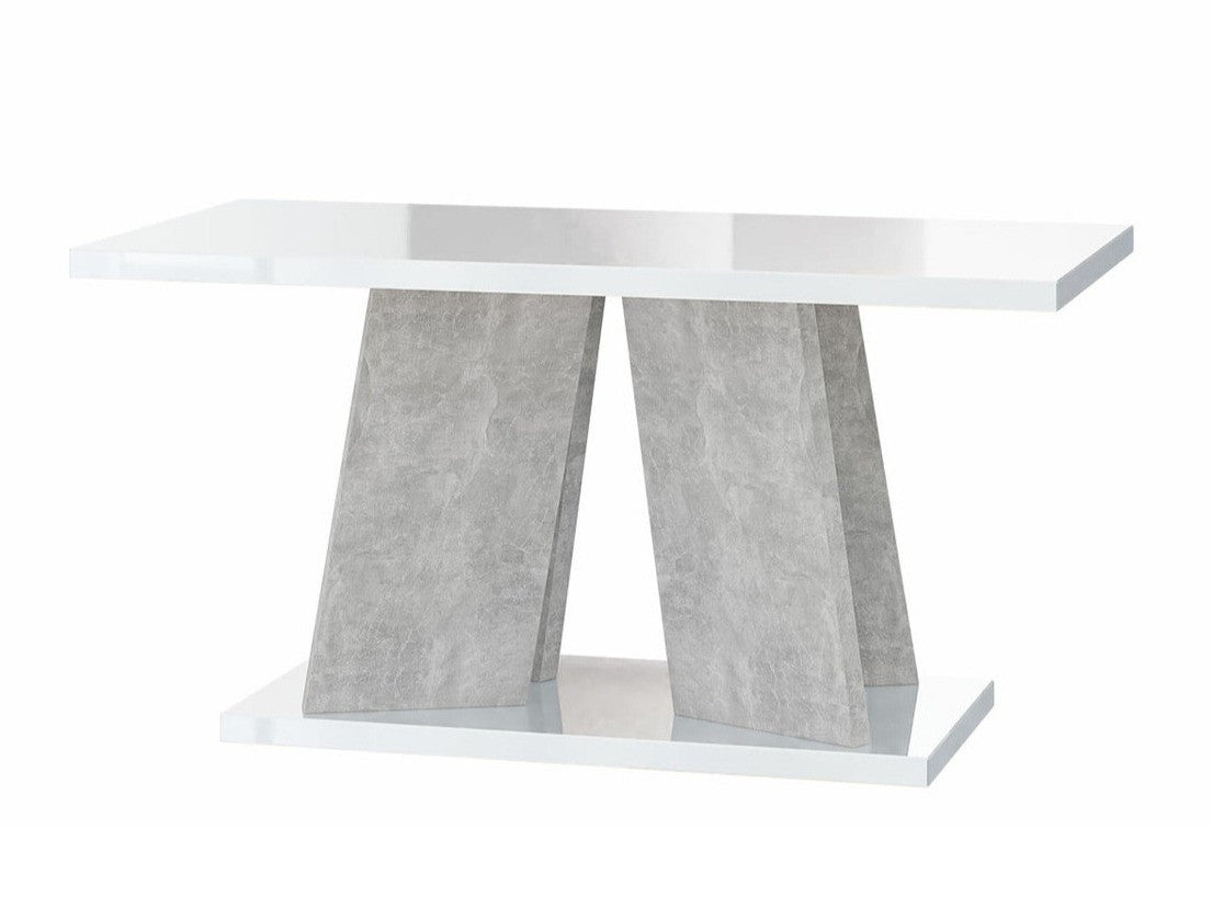 Dohányzóasztal Mufo (Josiah), Szín: Fényes fehér + Beton