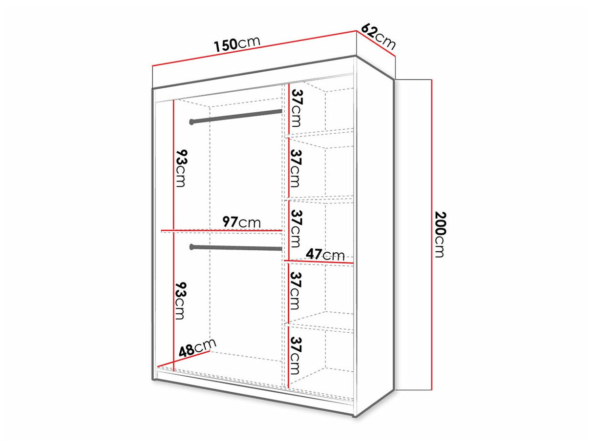 Gardróbszekrény Szafa RIFLO SLIM 1 150 (Towiro) Czarny 5903211254185 (Fekete)