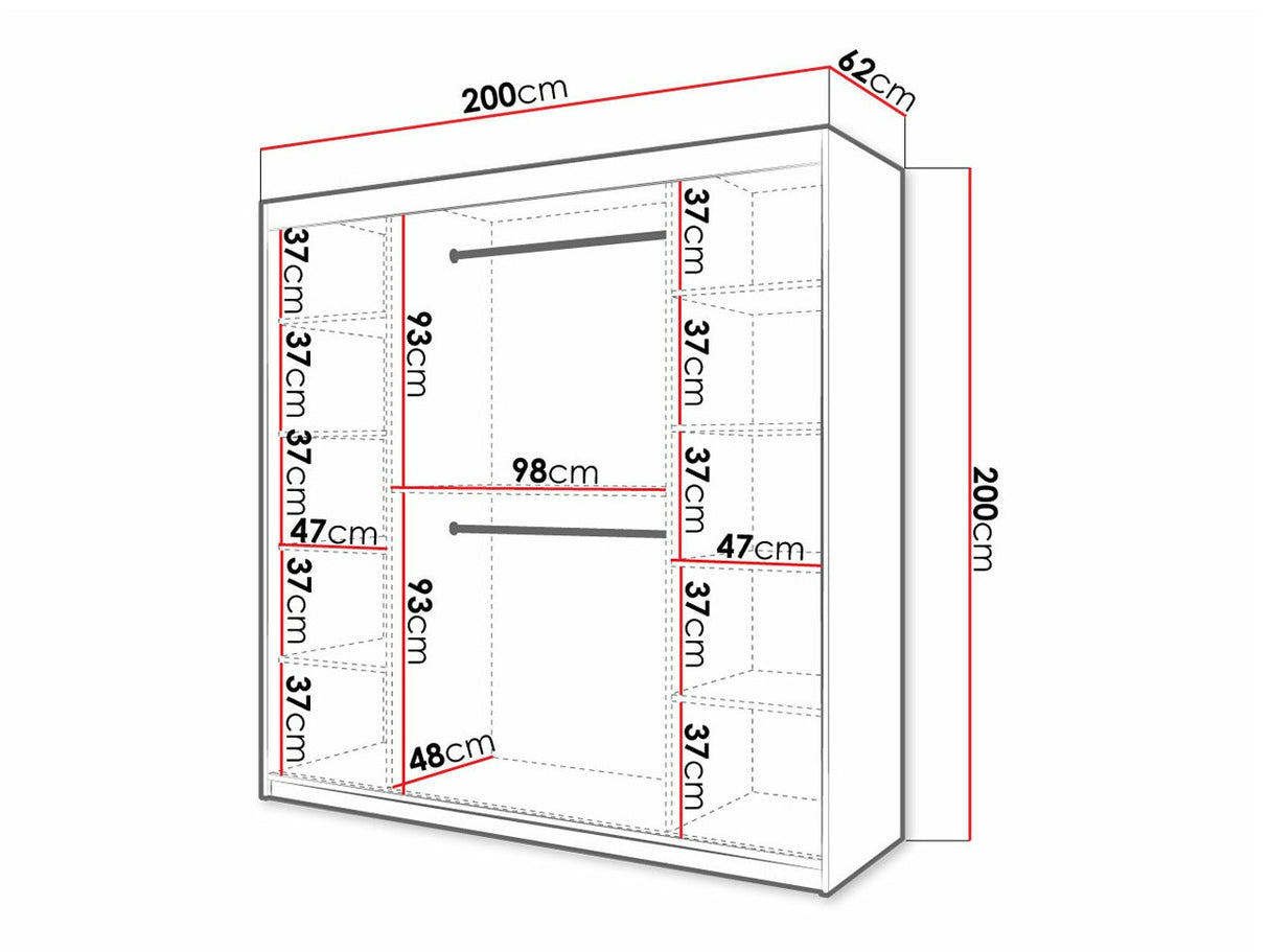 Gardróbszekrény Szafa RIFLO SLIM 1 200 (Towiro) Czarny 5903211254208 (Fekete)