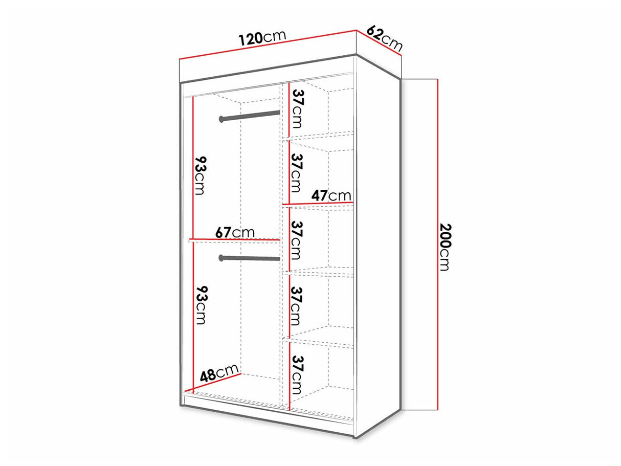 Gardróbszekrény Szafa RIFLO SLIM 2 120 (Towiro) Czarny 5903211254222 (Fekete)
