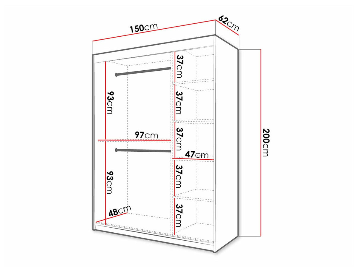 Gardróbszekrény Szafa RIFLO SLIM 2 150 (Towiro) Biały 5903211254239 (Fehér)
