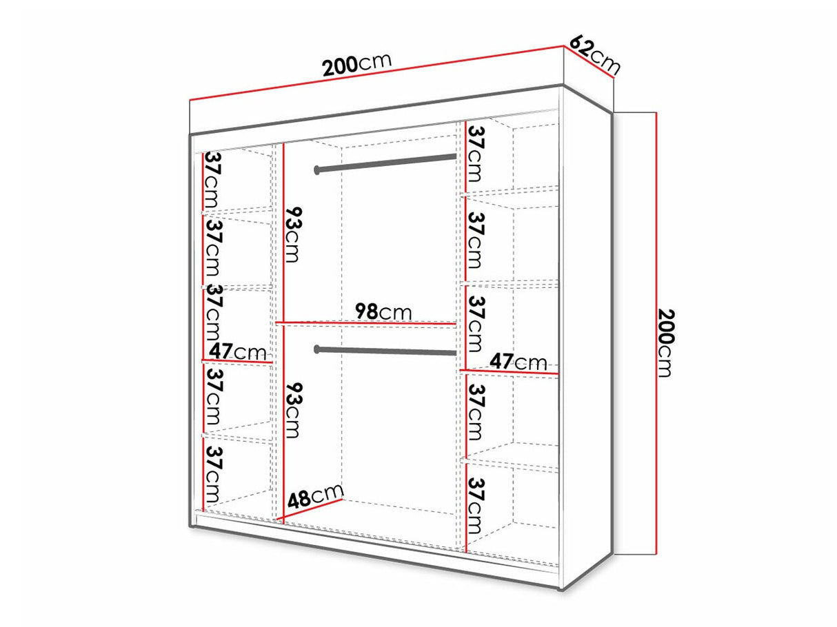 Gardróbszekrény Szafa RIFLO SLIM 2 200 (Towiro) Biały 5903211254253 (Fehér)