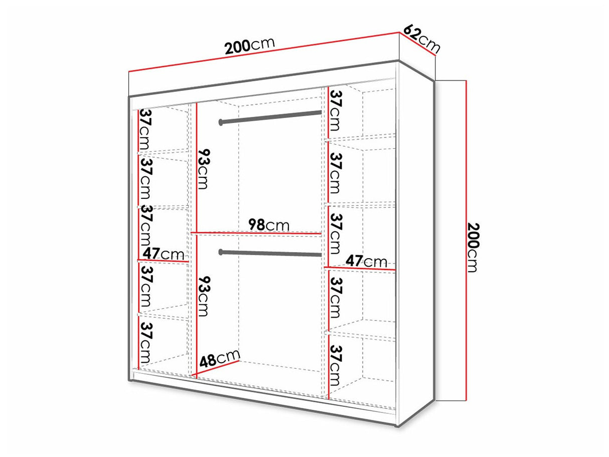 Gardróbszekrény Szafa RIFLO SLIM 2 200 (Towiro) Czarny 5903211254260 (Fekete)