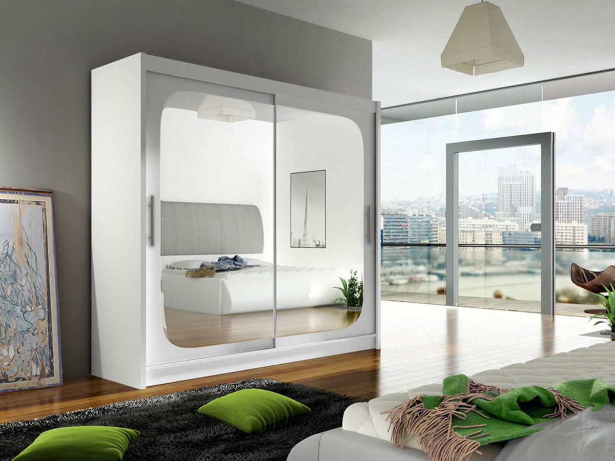 Gardróbszekrény Bega VIII (London), Szín: Fehér, Led világítás: Nem