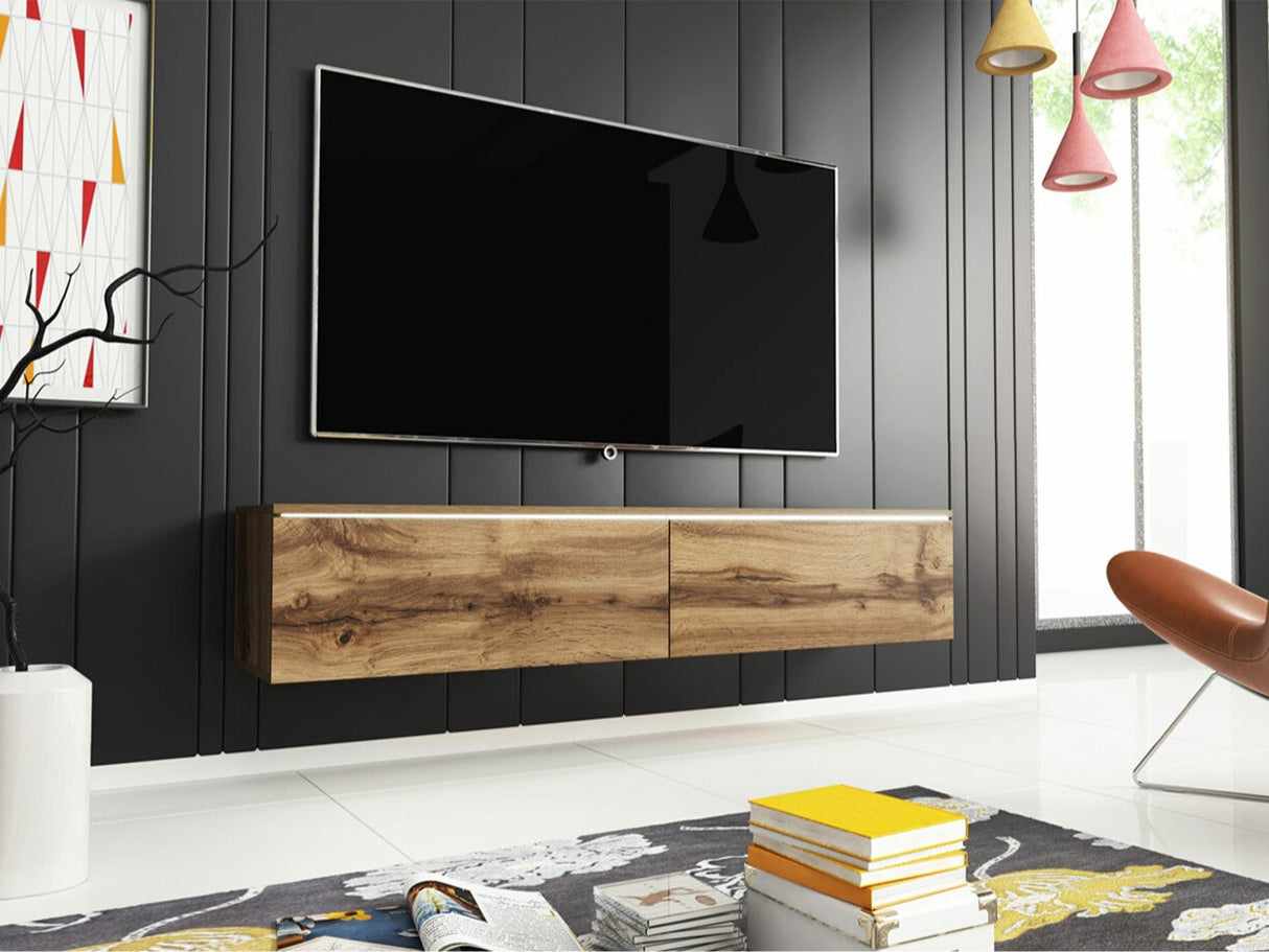 TV-állvány Lowboard D140 (Dlone 140), Led világítás: Nem, Szín: Wotan tölgy