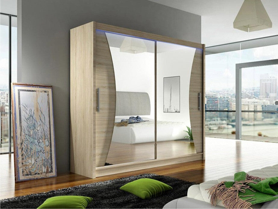 Gardróbszekrény Bega V (London), Szín: Sonoma tölgy, Led világítás: Igen