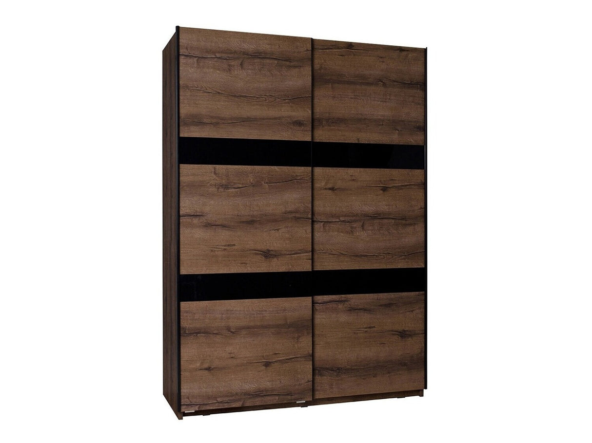 Gardróbszekrény Denver (Verdek SZ150 VD12), Fék: Igen, Tükör: Nem, Led világítás: Nem, Szín: Monastery tölgy + Fényes fekete