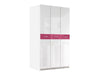 Gardróbszekrény RAJ 1 (Paradise PD6), Szín: Fehér + Fényes fehér + Fényes rózsaszínű