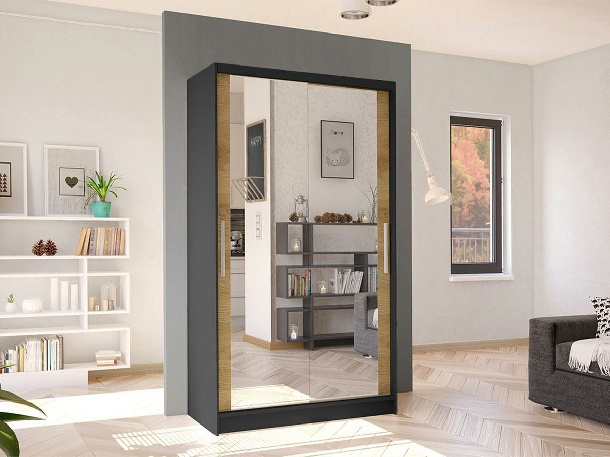 Gardróbszekrény Costa VII (Kamabi VII), Szín: Fekete + Artisan tölgy