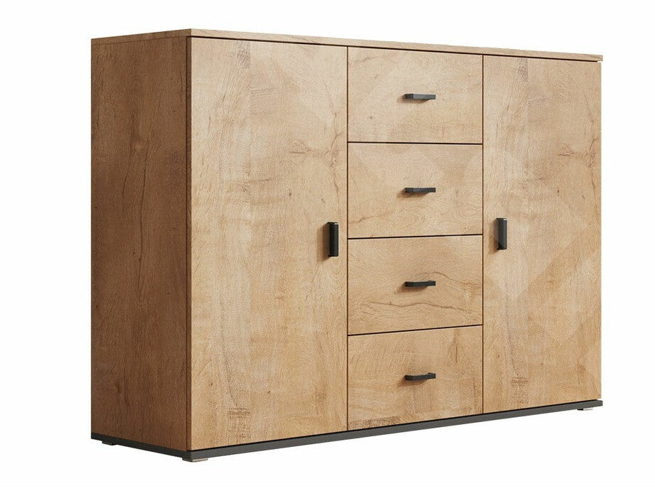 Komód Uni (Cami), Szín: Lefkas tölgy + Fekete