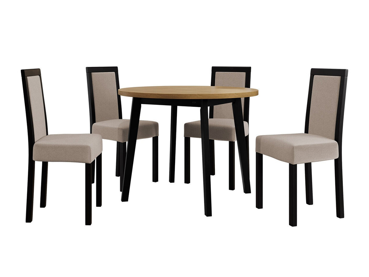 Étkezőgarnitúra 01 (OSLO 3 + ROMA 3) II, Asztal színe: Grandson tölgy + Fekete, Kárpit: Paros 2