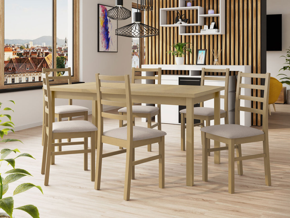 Étkezőgarnitúra 02 (MODENA 2 + NILO 8), Fa színe: Sonoma tölgy, Kárpit: Paros 2