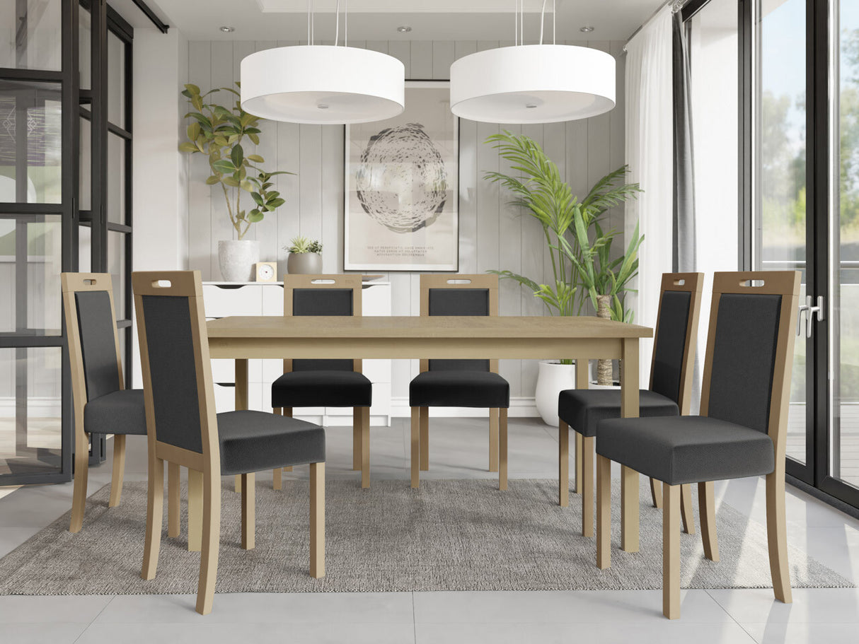 Étkezőgarnitúra 03 (MODENA 2 + ROMA 5), Fa színe: Sonoma tölgy, Kárpit: Kronos 22