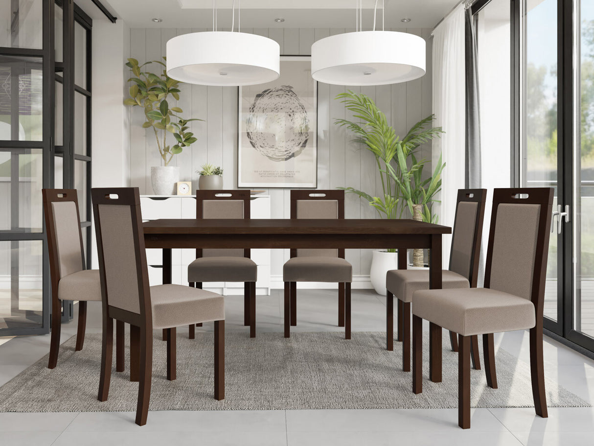 Étkezőgarnitúra 03 (MODENA 2 + ROMA 5), Fa színe: Dió, Kárpit: Paros 2