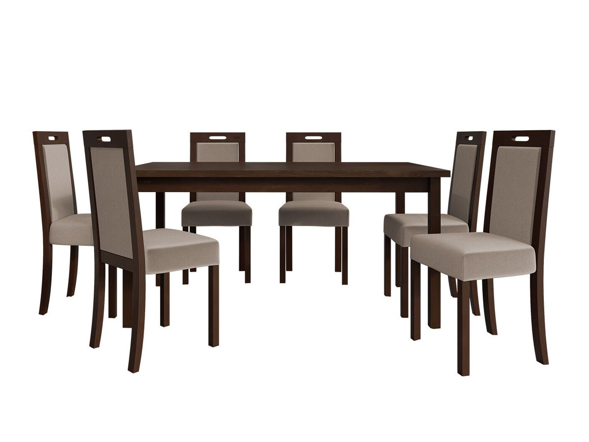 Étkezőgarnitúra 03 (MODENA 2 + ROMA 5), Fa színe: Dió, Kárpit: Paros 2