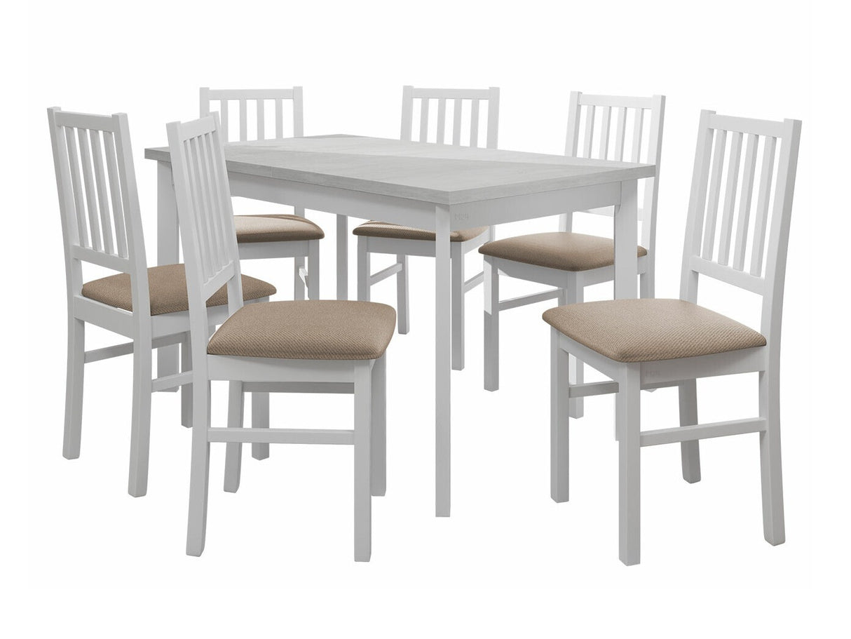 Étkezőgarnitúra 15 (MODENA 1P + NILO 7), Fa színe: Fehér, Kárpit: Paros 2