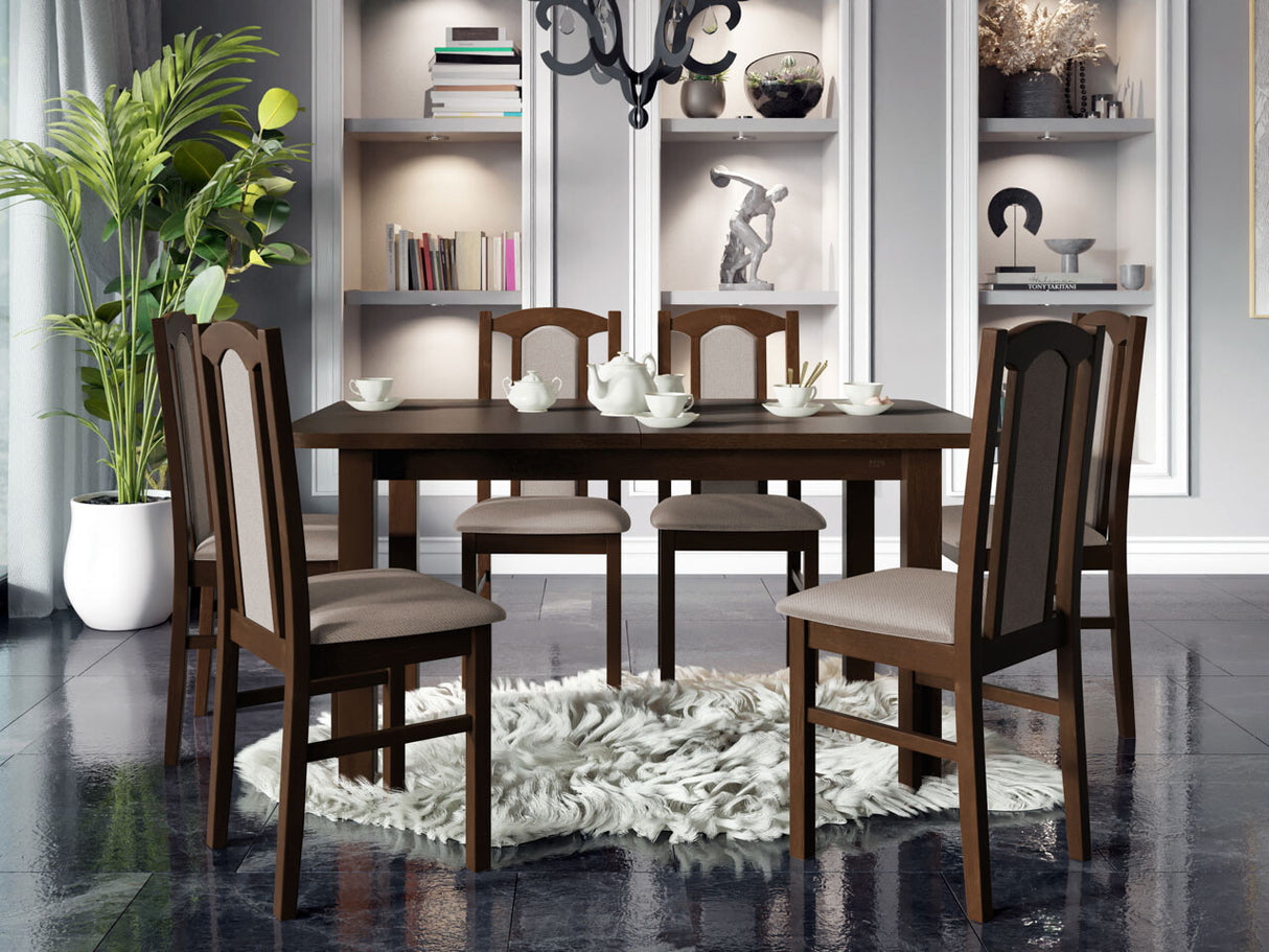 Étkezőgarnitúra 06 (WENUS 2 + BOS 7), Fa színe: Dió, Kárpit: Paros 2