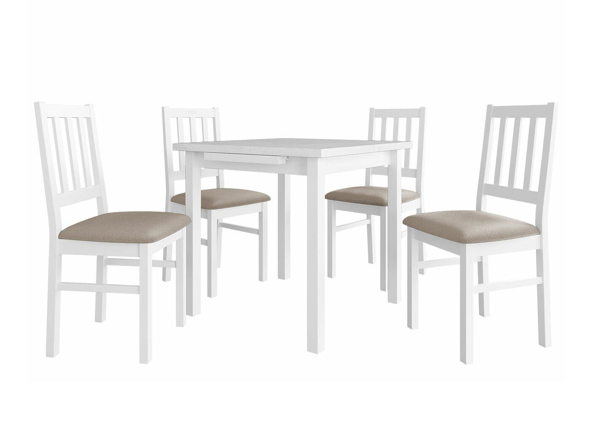 Étkezőgarnitúra 09 (MAX 7 + BOS 4), Fa színe: Fehér, Kárpit: Paros 2