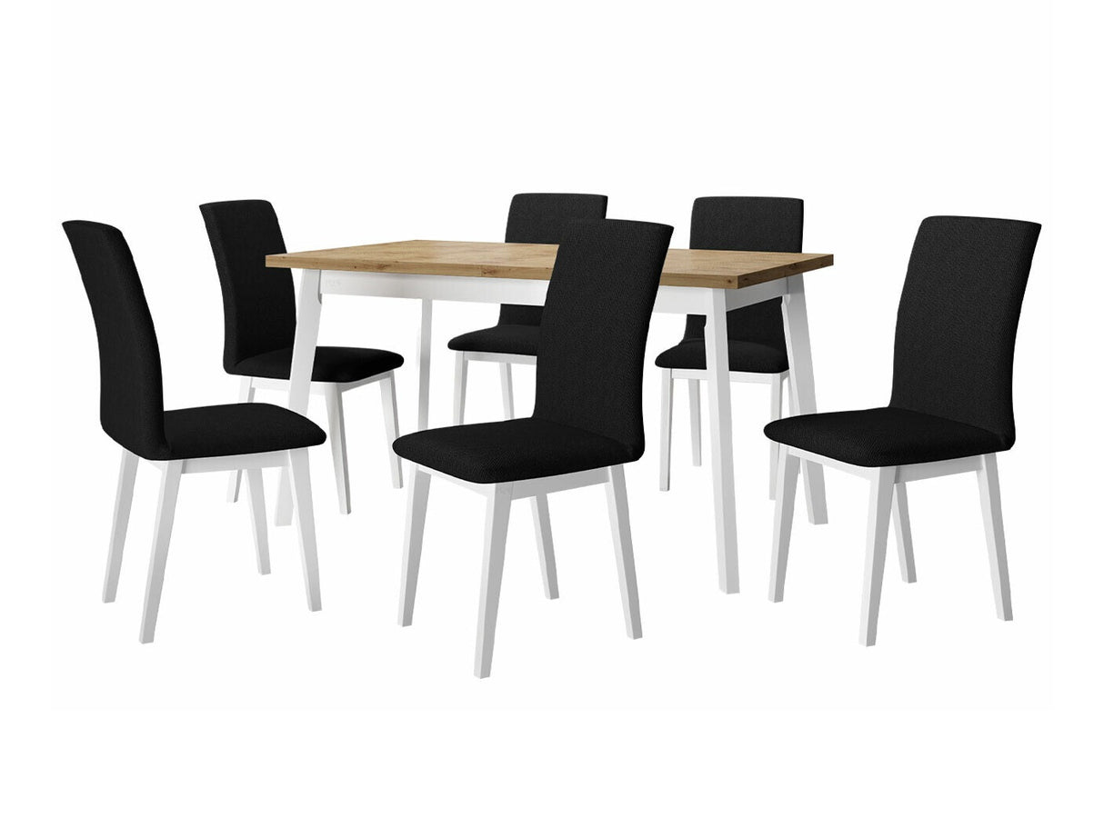Étkezőgarnitúra 23 (OSLO 5 + LUNA 1), Asztal színe: Artisan tölgy + Fehér, Kárpit: Kronos 7