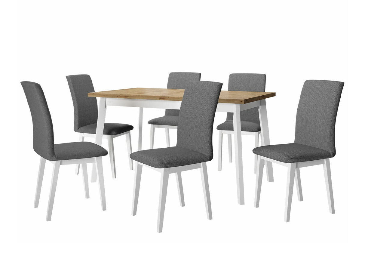 Étkezőgarnitúra 23 (OSLO 5 + LUNA 1), Asztal színe: Artisan tölgy + Fehér, Kárpit: Kronos 22
