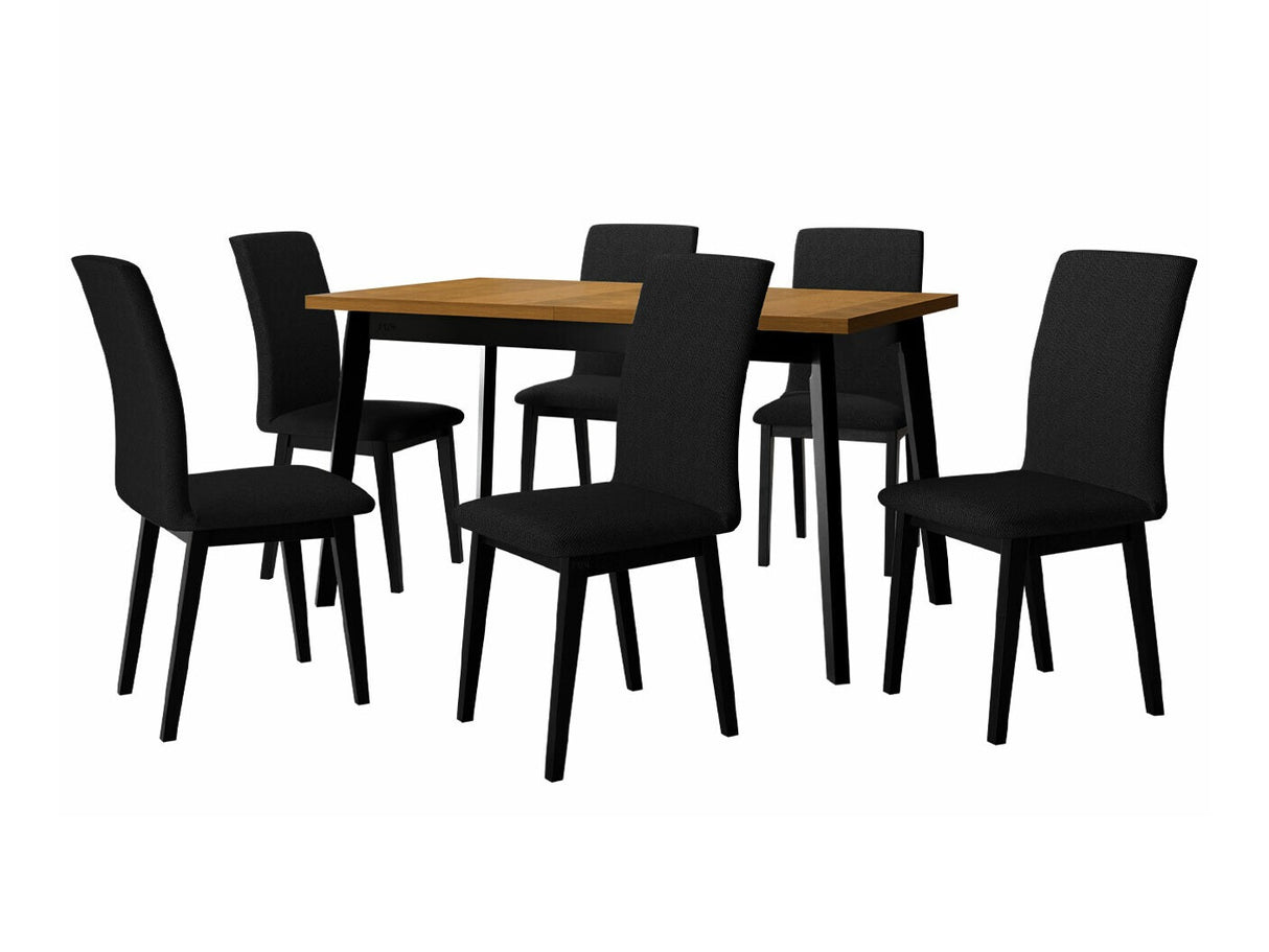 Étkezőgarnitúra 23 (OSLO 5 + LUNA 1) II, Asztal színe: Grandson tölgy + Fekete, Kárpit: Kronos 7