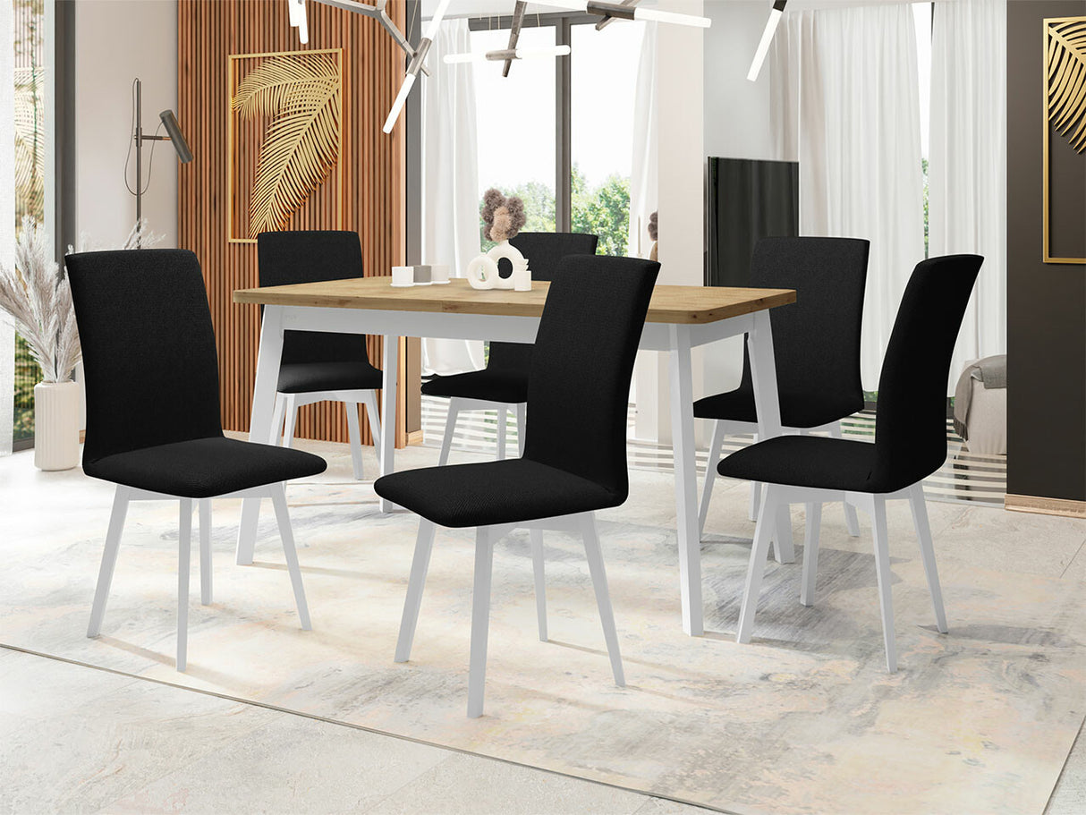 Étkezőgarnitúra 24 (OSLO 6 + LUNA 2) II, Asztal színe: Artisan tölgy + Fehér, Kárpit: Kronos 7