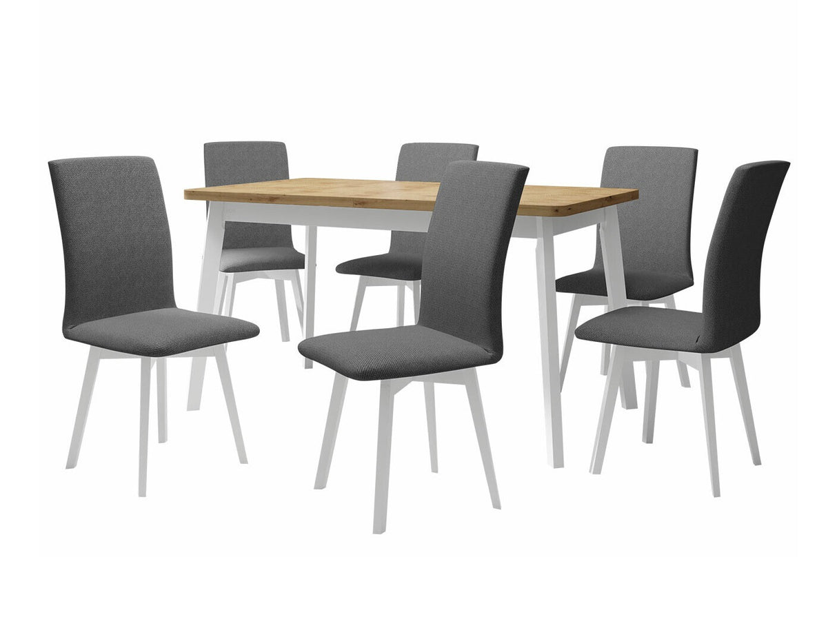 Étkezőgarnitúra 24 (OSLO 6 + LUNA 2) II, Asztal színe: Artisan tölgy + Fehér, Kárpit: Kronos 22