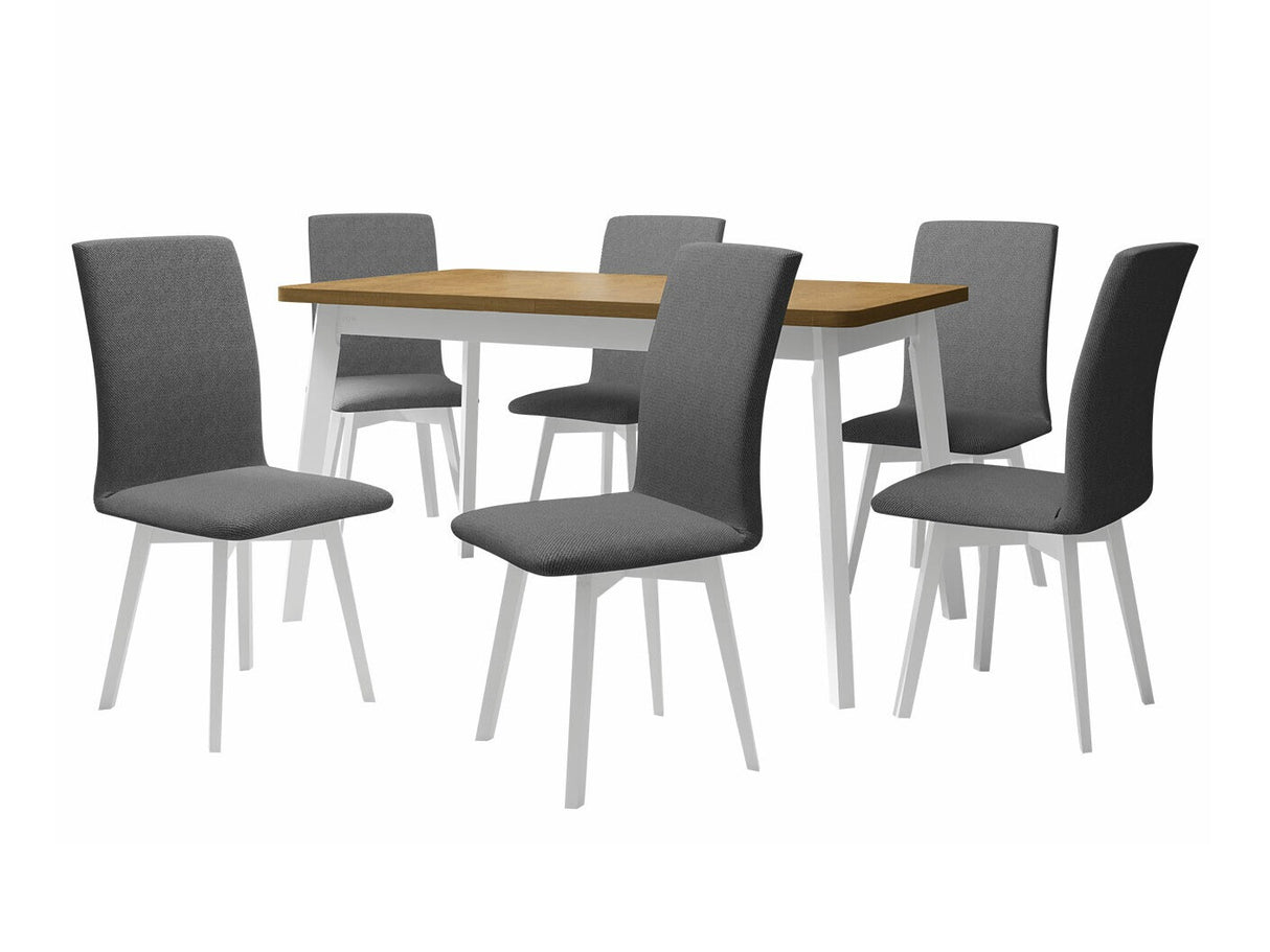 Étkezőgarnitúra 24 (OSLO 6 + LUNA 2) II, Asztal színe: Sonoma tölgy + Fehér, Kárpit: Kronos 22