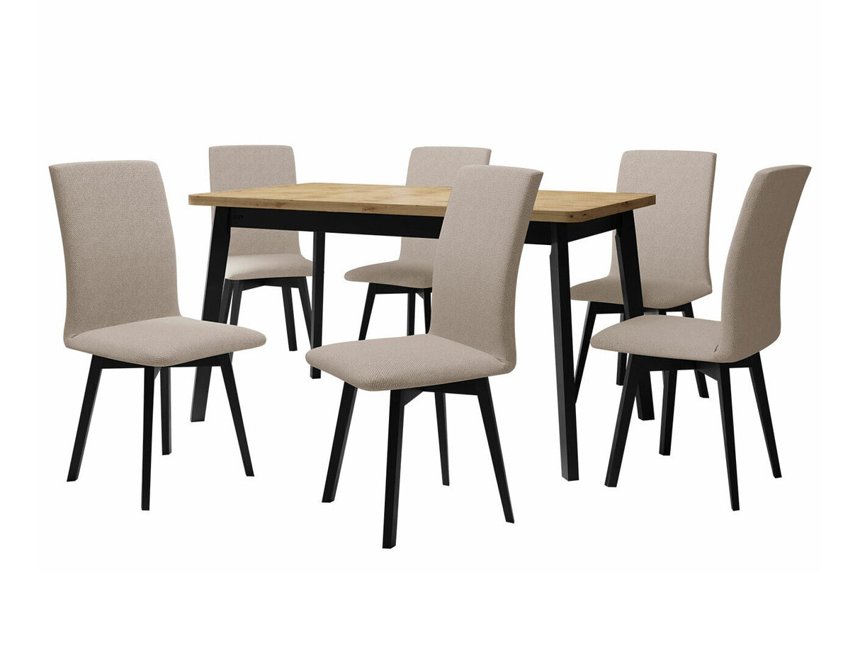 Étkezőgarnitúra 24 (OSLO 6 + LUNA 2) III, Asztal színe: Artisan tölgy + Fekete, Kárpit: Paros 2