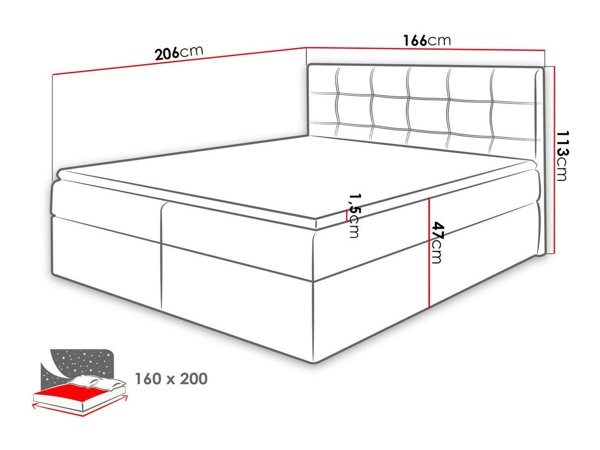 Kontinentális ágy Nele (Hannah), Szín: Kronos 09, Alvó felület mérete: 160 x 200 cm