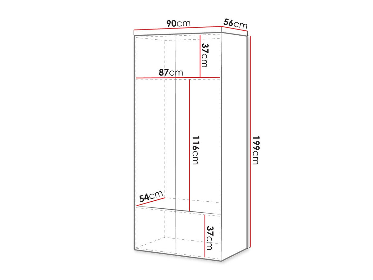 Gardróbszekrény Szafa PAFOS 90 2D, Szekrény: Nem, Szín: Fekete