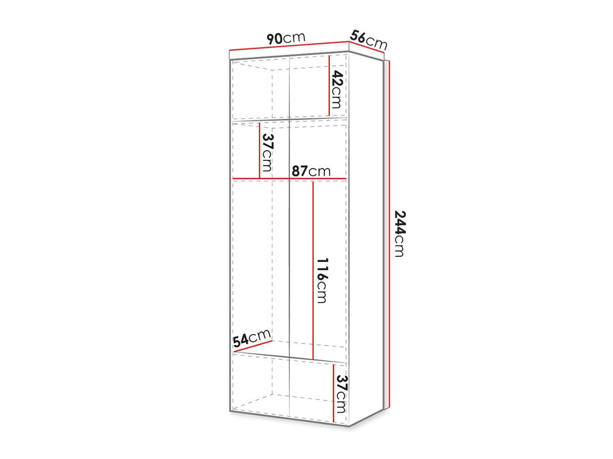 Gardróbszekrény Szafa PAFOS 90 2D, Szekrény: Igen, Szín: Fehér