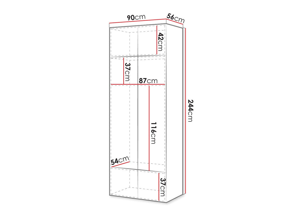 Gardróbszekrény Szafa PAFOS 90 2D, Szekrény: Igen, Szín: Fekete