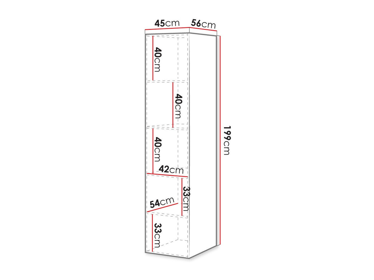 Könyvespolc Szafa PAFOS 45 1D, Szekrény: Nem, Szín: Fehér