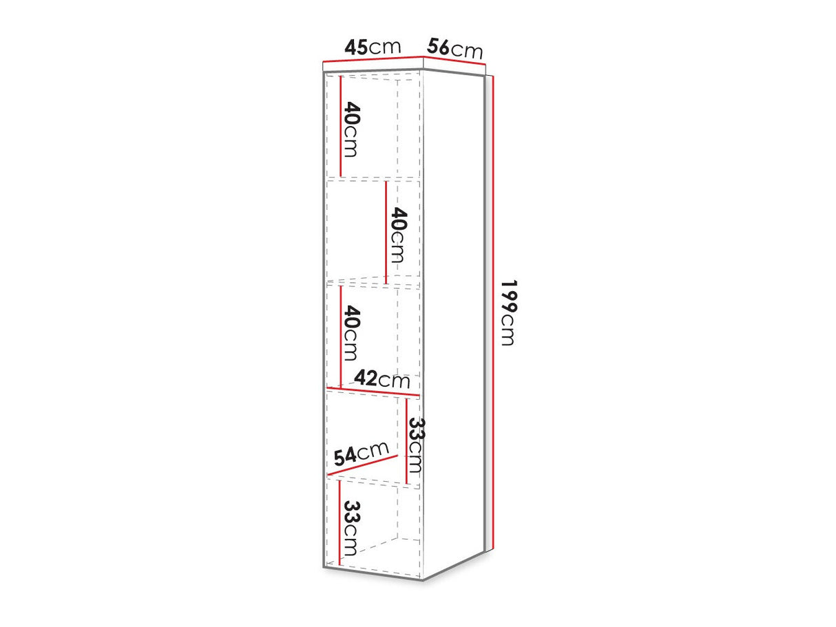 Könyvespolc Szafa PAFOS 45 1D, Szekrény: Nem, Szín: Fekete