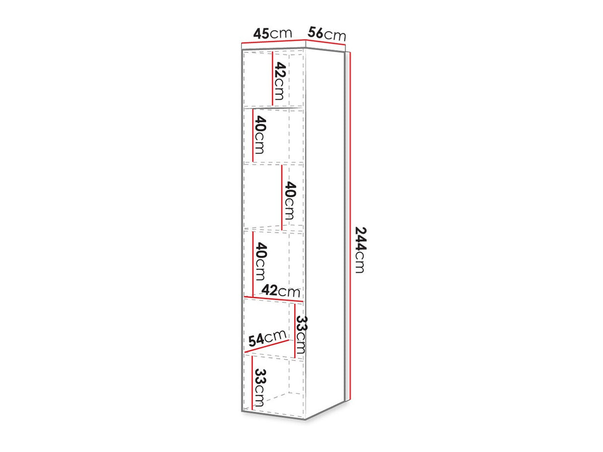 Könyvespolc Szafa PAFOS 45 1D, Szekrény: Igen, Szín: Fehér