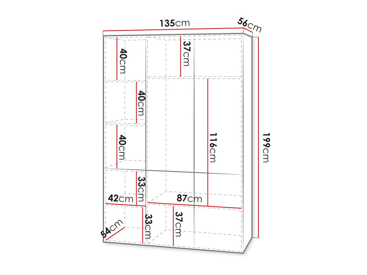 Gardróbszekrény Szafa PAFOS 90 2D + 45, Szekrény: Nem, Szín: Fekete