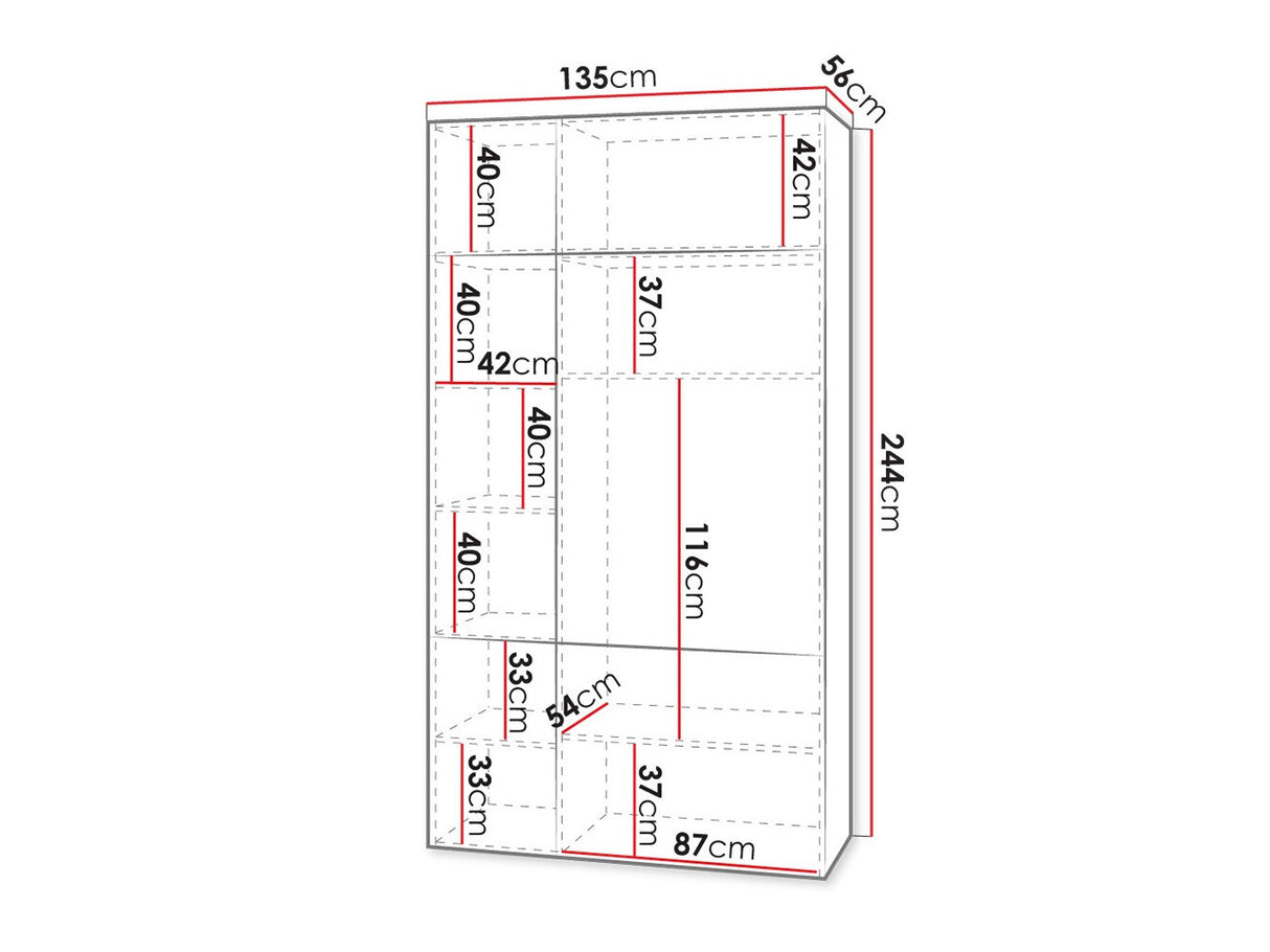 Gardróbszekrény Szafa PAFOS 90 2D + 45, Szekrény: Igen, Szín: Fehér