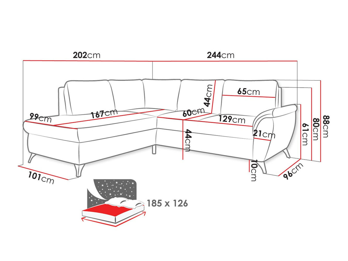 Sarokkanapé Narożnik GENEVA Barrel, Szín: Barrel 19, Változatok: Balos