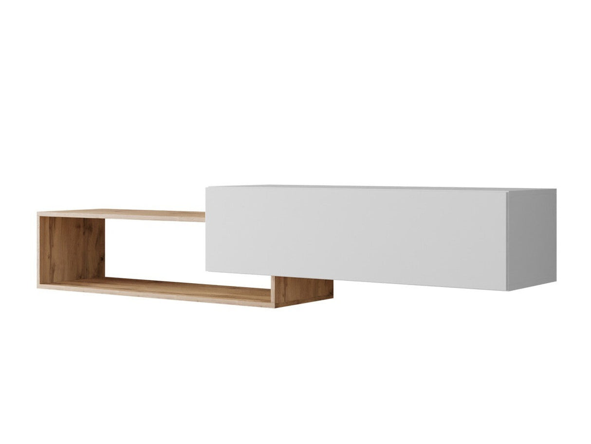 TV-állvány Szafka RTv SONIRO (Curryom) (Fehér + Wotan tölgy)